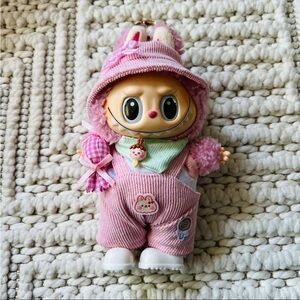 Adorable Pink Labubu with Overalls